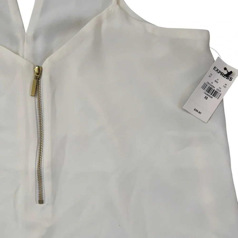 Express NWT Sleeveless Ivory Blouse with Gold Zipper - Picture 8 of 12